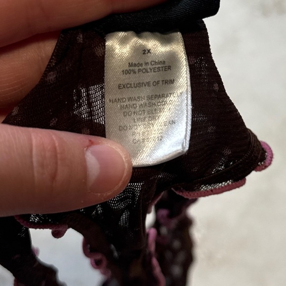 vintage y2k rampage pink and brown polka dot thong panty size 2X - Picture 3 of 3